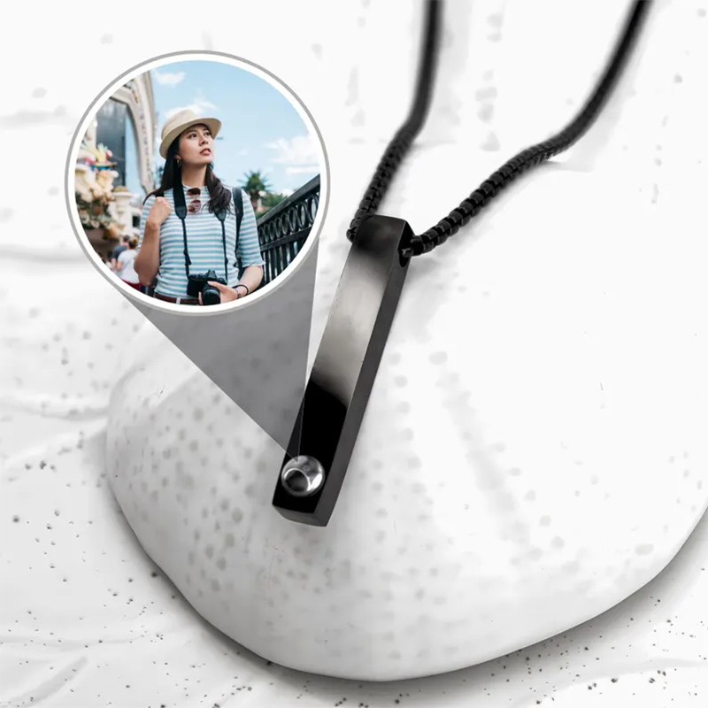 Custom Name Necklace Stainless Steel - DHQH Aangepaste Foto Rechte Bar Mannelijke