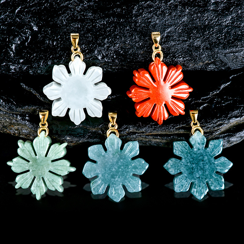 Necklaces - Myanmar Jade Zonnebloem Hanger Ketting Echte