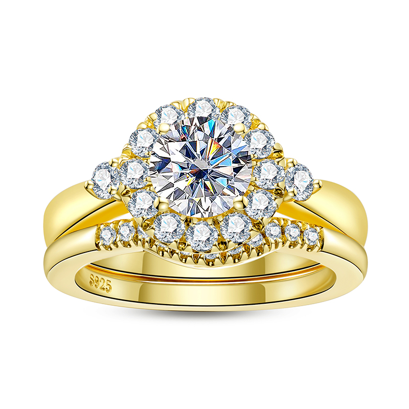Moissanite Engagement Ring 1 Carat - Verlovingsring in goudkleur voor dames, 925
