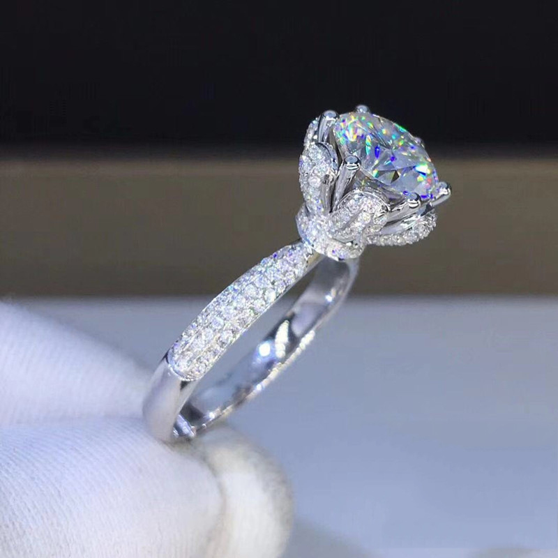 Moissanite Engagement Ring 1 Carat - Morganiet ring met VVS1-klasse laboratorium gekweekte