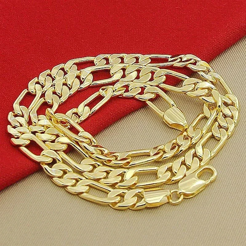 925 Sterling Silver Chain Necklace Men - 925 Sterling zilver 18 K gouden