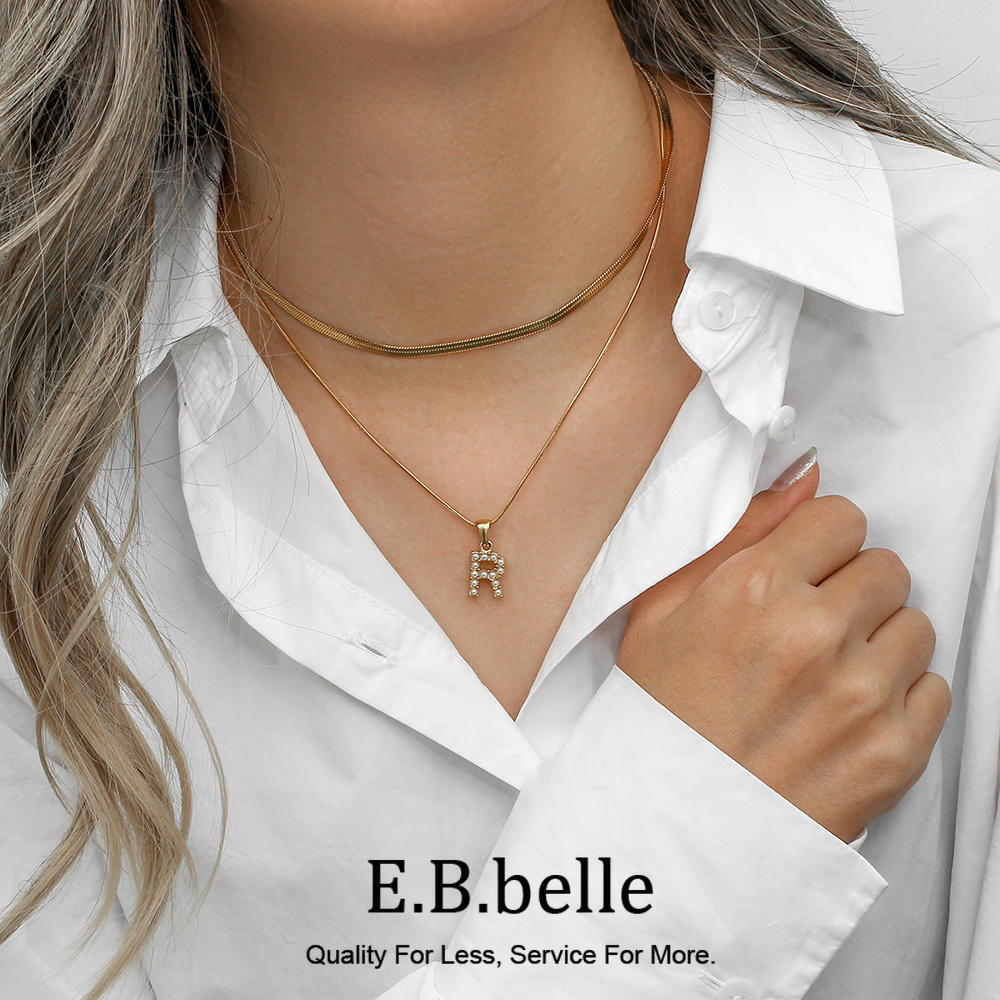 Initial Letter Necklace 18K Gold - E.B. Belle Roestvrij Staal 18K Vergulde
