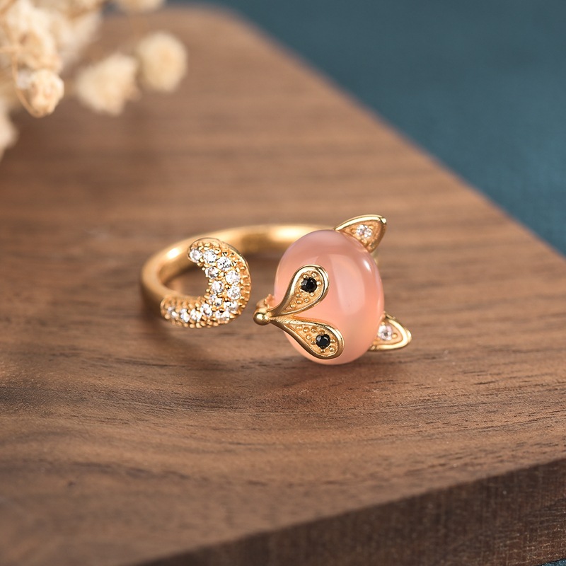 Rings - Roze Natuurlijke Jade Vos Ringen Echte