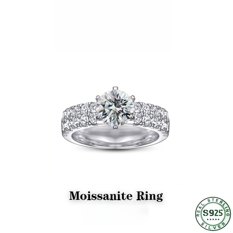 Moissanite Engagement Ring 1 Carat - Populaire, modieuze ring van 100% zilver