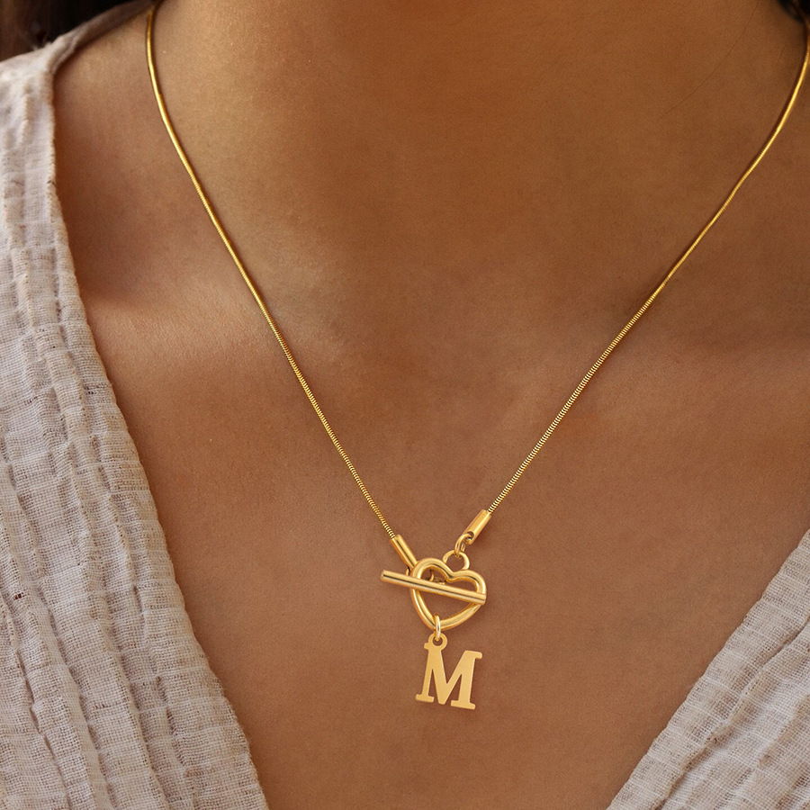 Initial Letter Necklace 18K Gold - Mode A-Z Initiaal Hart Hangertje Ketting