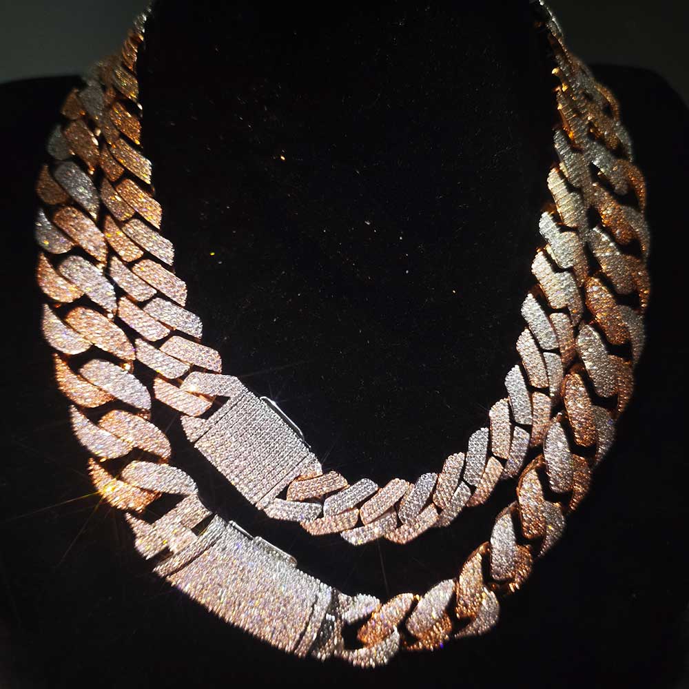 Cuban Link Chain 12Mm - Nuoya Tweekleurige Mozaïek Ketting Volledig CZ