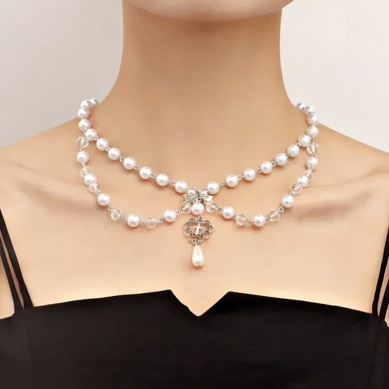Punk kruisen hanger ketting go - Pearl Choker Necklace Vintage recensie en prijs