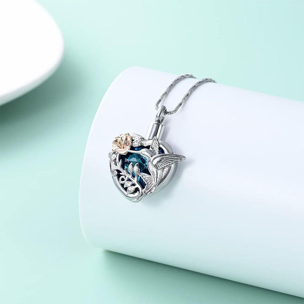 Kolibrie Hart Urn Medaillon Ke - Heart Locket Necklace Photo recensie en prijs