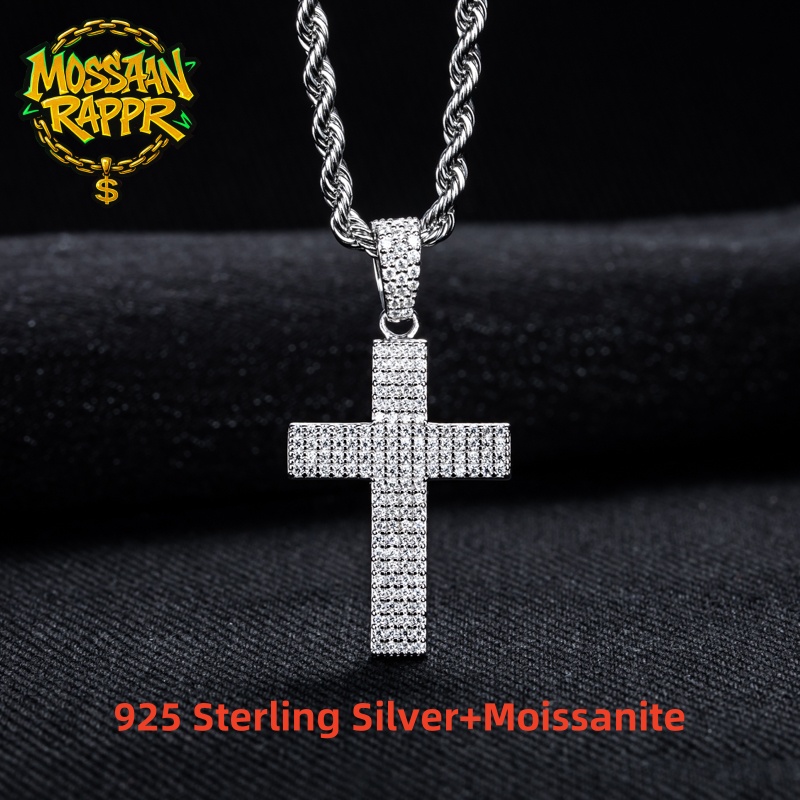 MossanRappr Moissanite Bling C - 925 Sterling Silver Chain Necklace Men recensie en prijs