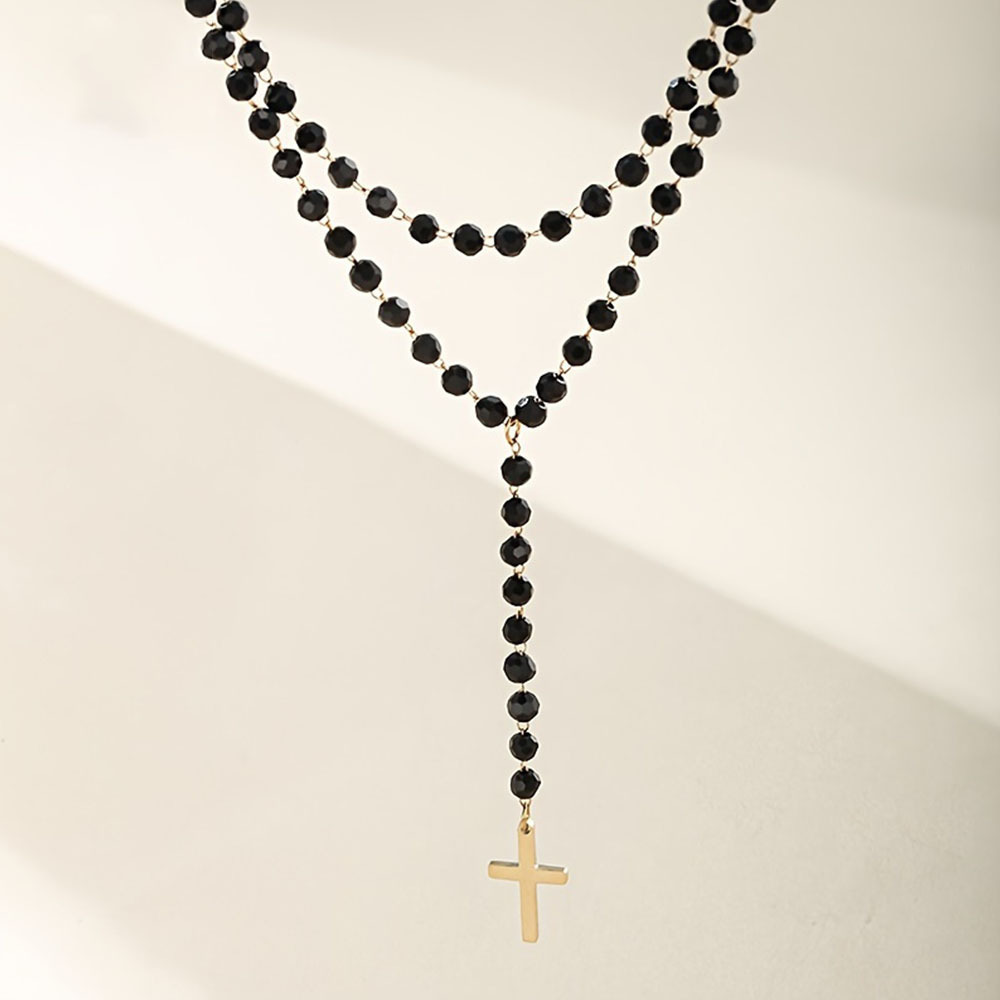 Gotische dubbellaagse zwarte k - Layered Pendant Necklace Aesthetic recensie en prijs