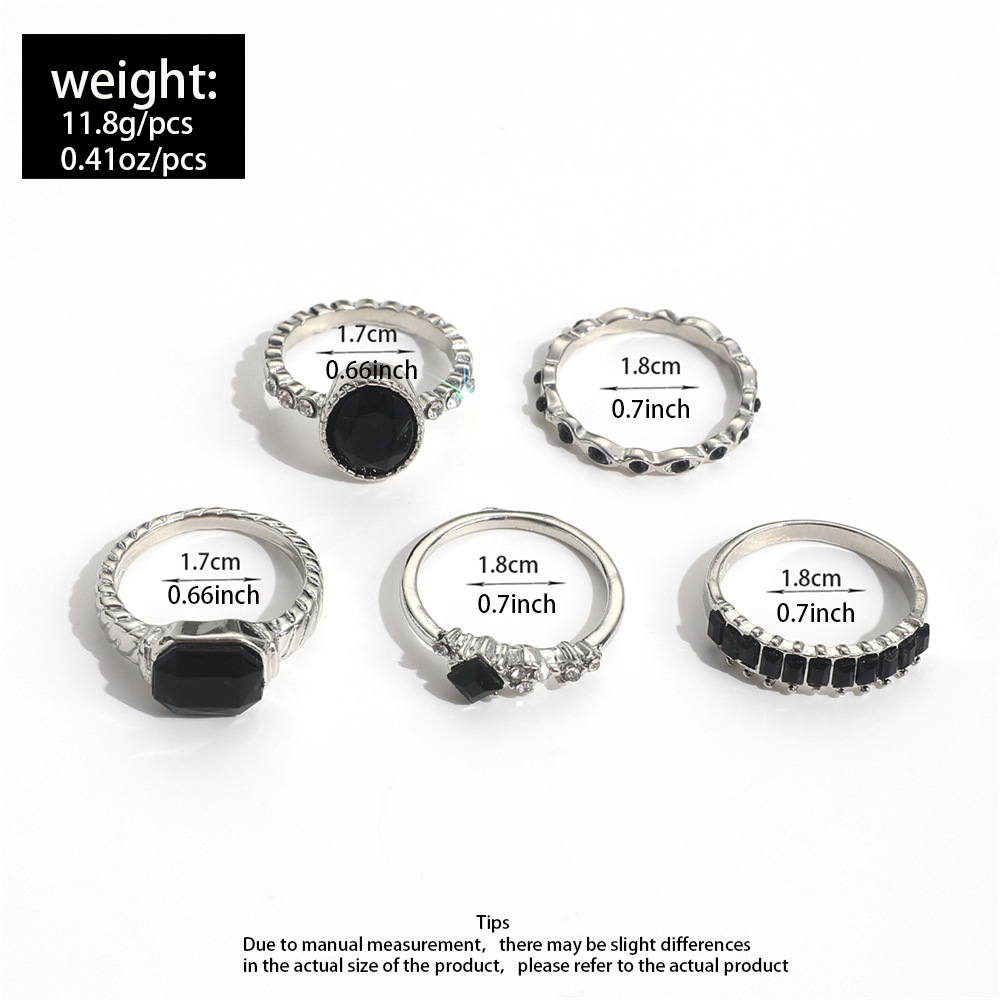 Retro zwarte kristallen ringse - Vintage Punk Knuckle Rings Set recensie en prijs