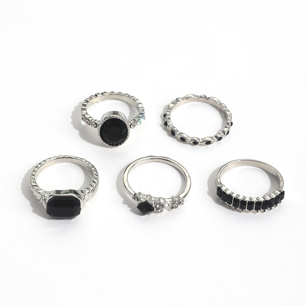 Retro zwarte kristallen ringse - Vintage Punk Knuckle Rings Set recensie en prijs